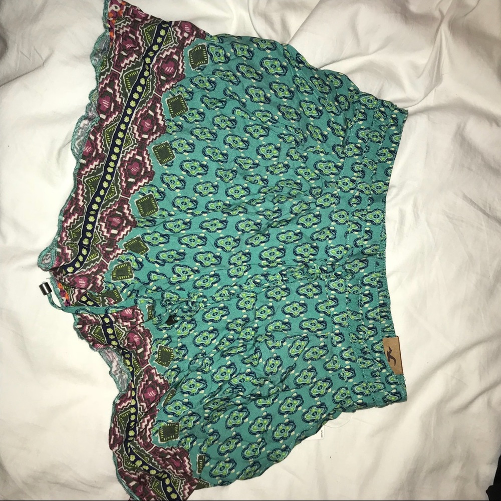 Flowy Teal Printed Shorts